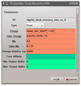 Figure 0x10- GRC Clock Recovery MM Block Configuration